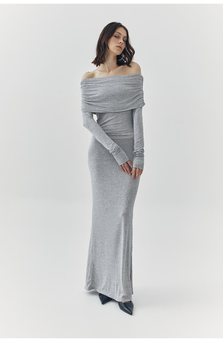 ATS Esme Off Shoulder Maxi Dress, Alternate, color, Grey