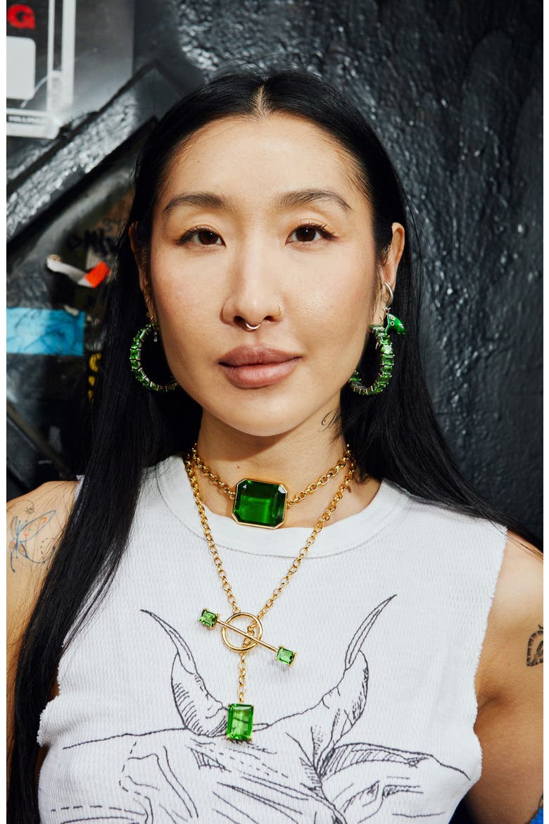 Gem Drop Toggle Necklace, Alternate, color, Green Envy