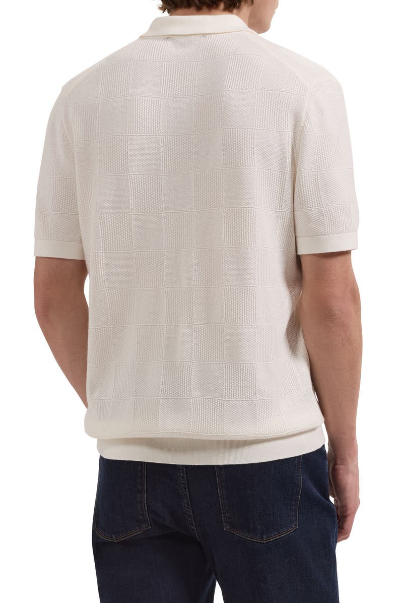 Bugatchi Checkerboard Stitch Polo Sweater, Alternate, color, Chalk