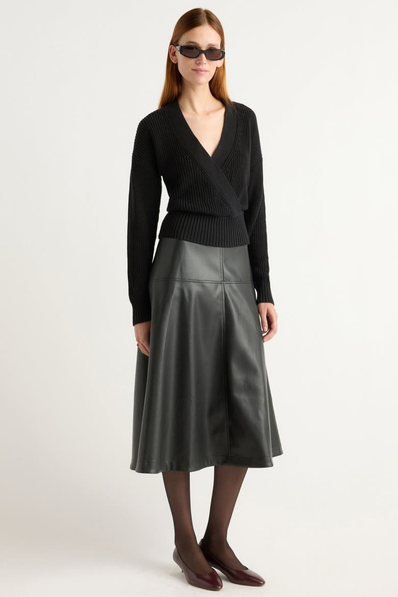 Maren Cropped V-Neck Sweater, Alternate, color, Black