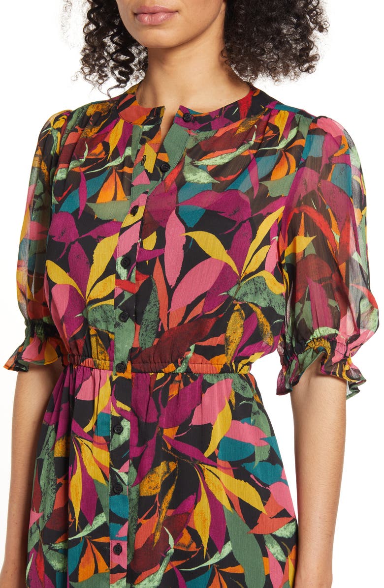 Maggy London Tropical Print Shirtdress, Alternate, color,