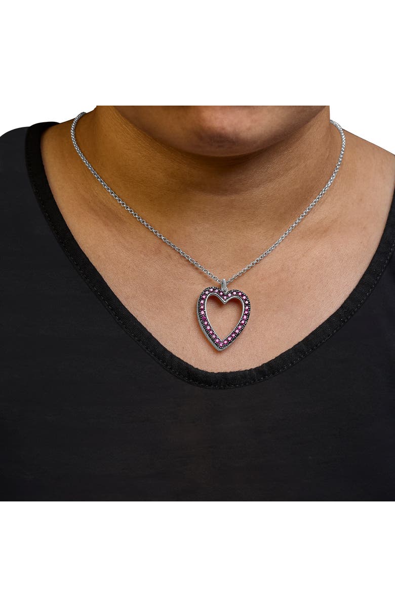 Haus of Brilliance 18K 1/3 Cttw Diamond & Ruby Open Heart Pendant Necklace, Alternate, color, White