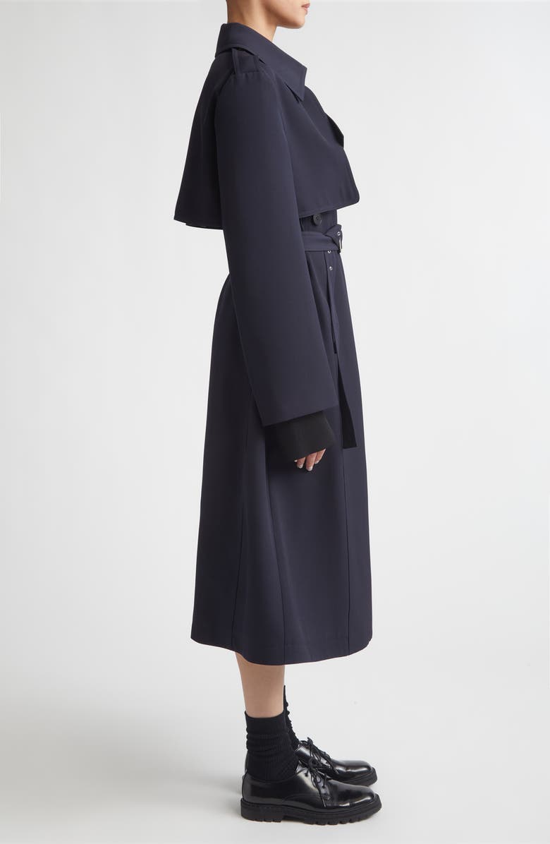 Jil Sander Belted Wool Trench Coat, Alternate, color, Navy