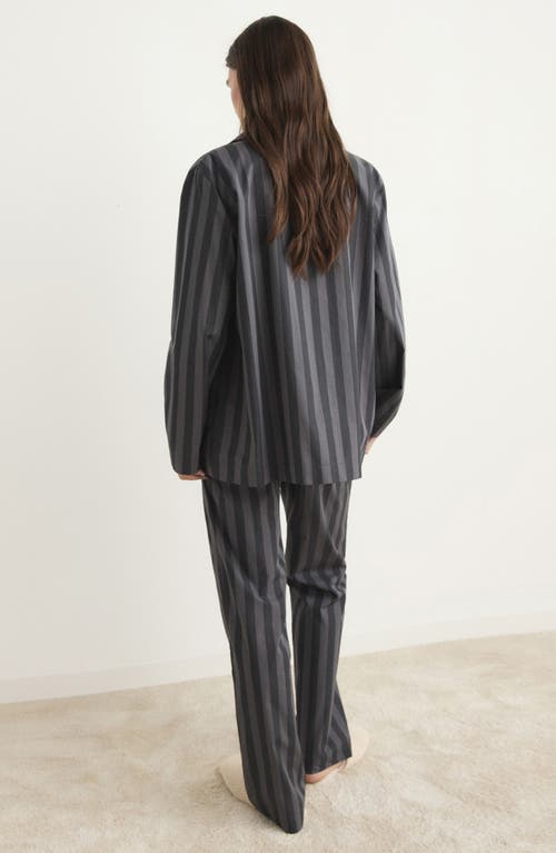 Mango Stripe Cotton Pajama Pants In Gray