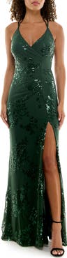 Speechless Sequin Ruched Mesh Dress