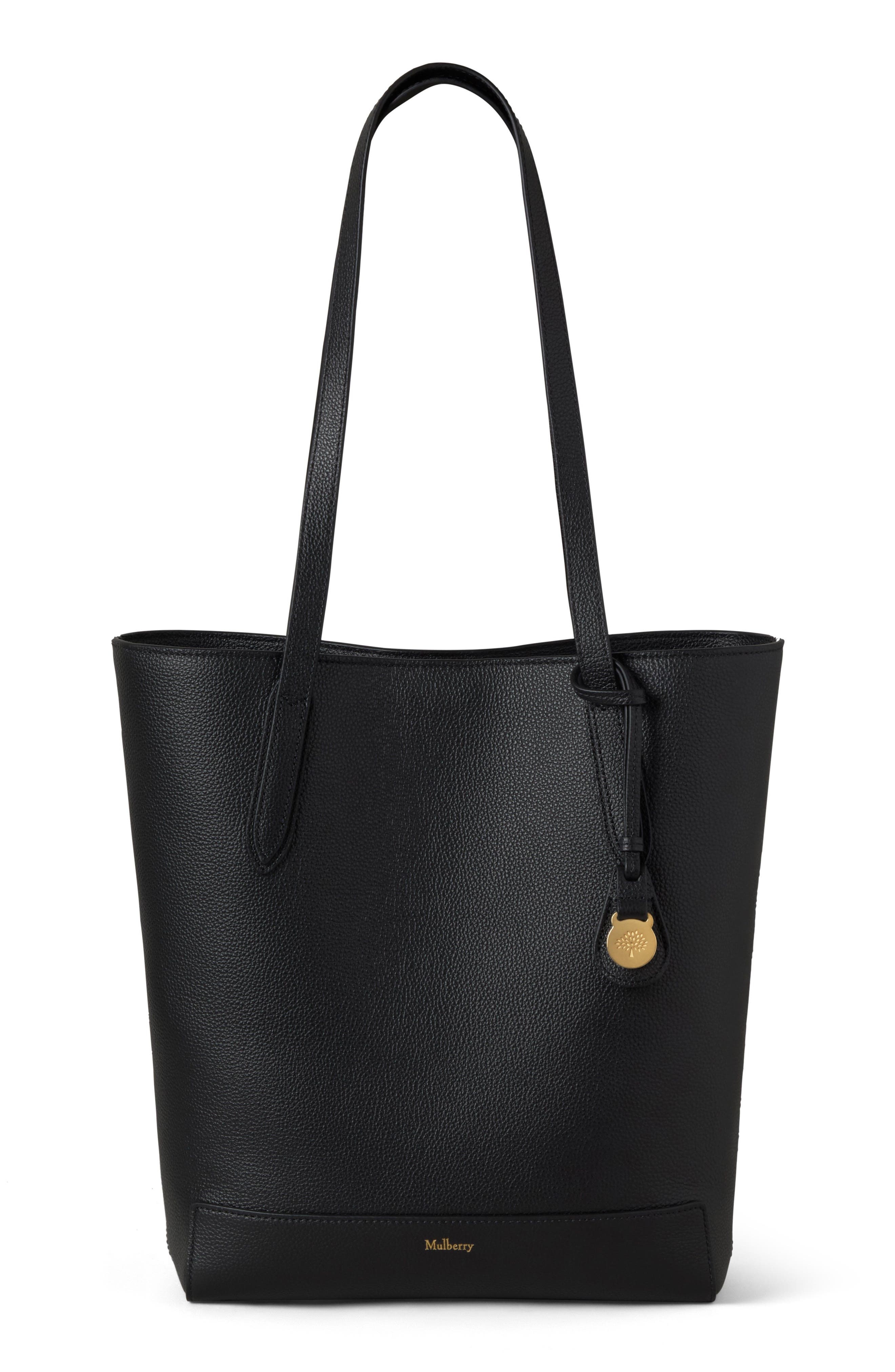Mulberry North/South Leather Shopper Tote, Main, color, Black