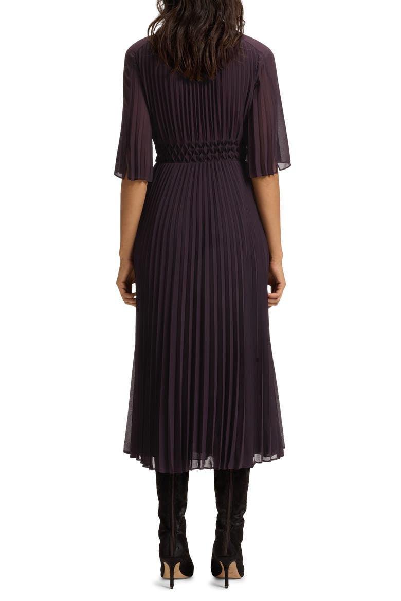 Dailey Pleated Midi Dress, Alternate, color, DARK CARMINE