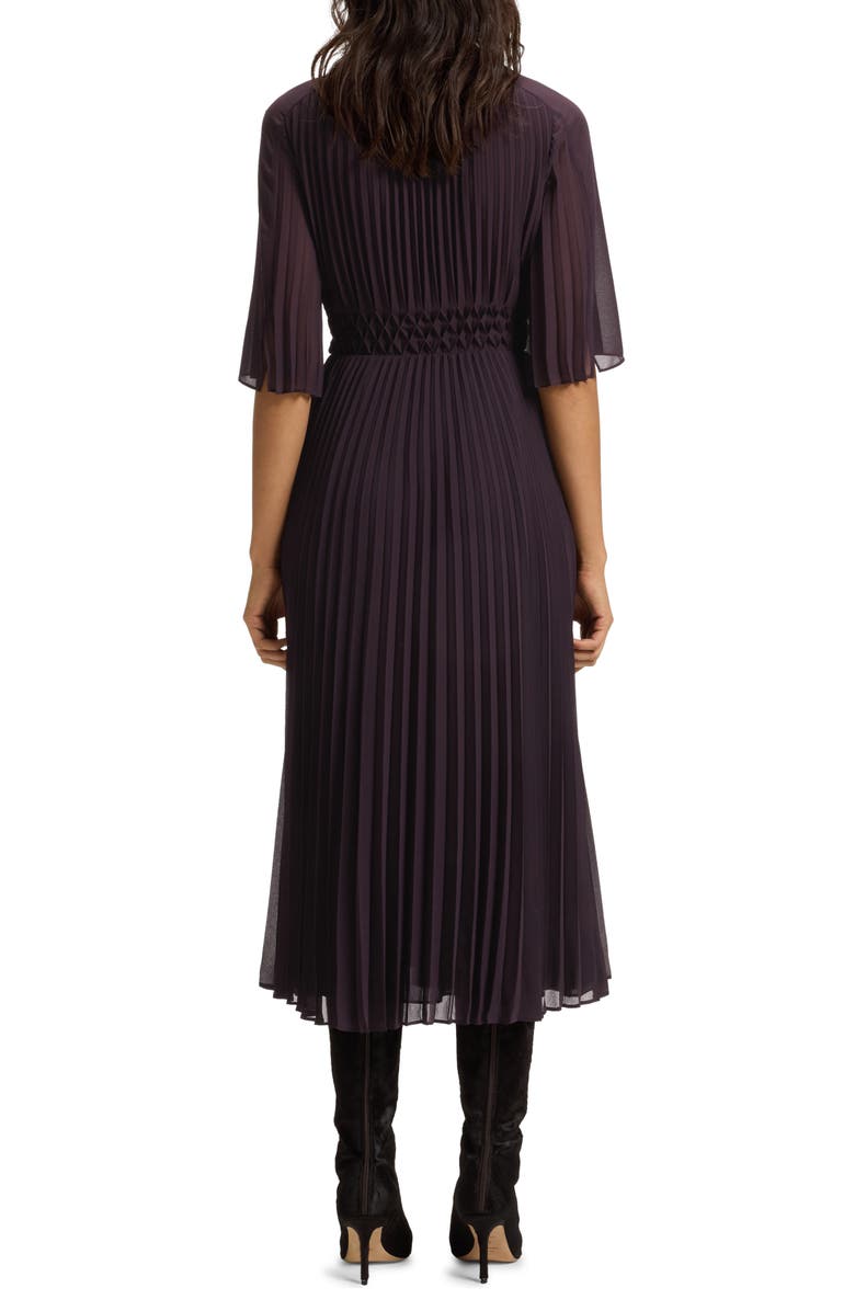 BOSS Dailey Pleated Midi Dress, Alternate, color, Dark Carmine