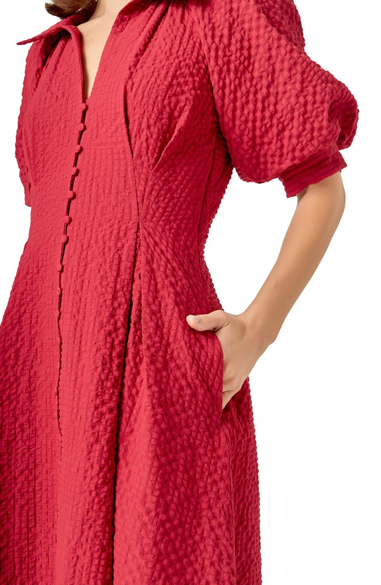 English Factory Button Front Maxi Dress, Alternate, color, Burgundy Red