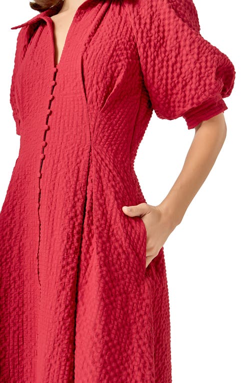 English Factory Button Front Maxi Dress In Red