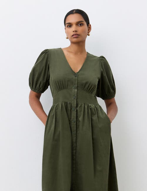 Finery London Arlow Short Sleeve Corduroy Midi Dress In Brown