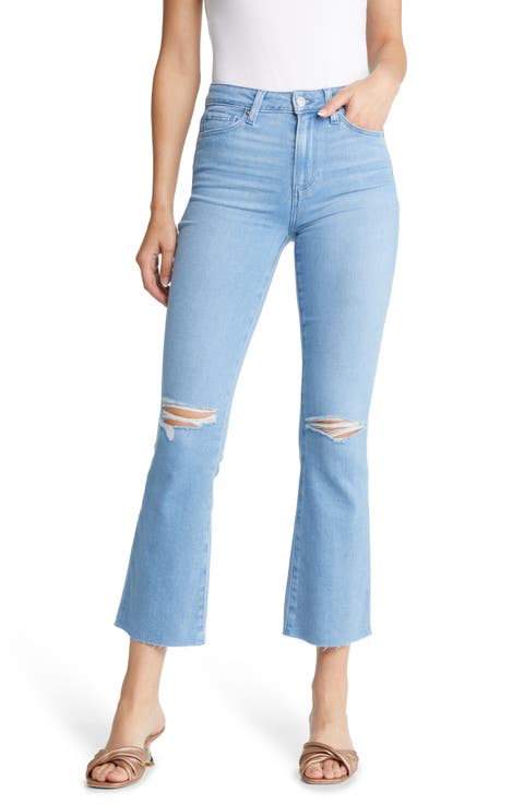 Claudine High Waist Raw Hem Ankle Flare Jeans (Whammy Destructed)