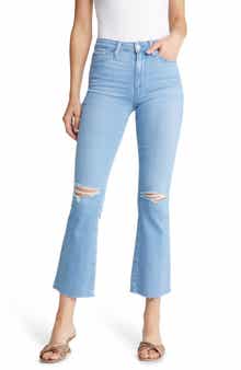 PAIGE Claudine High Waist Raw Hem Ankle Flare Jeans