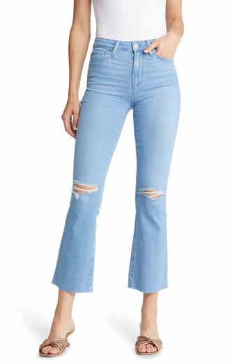 PAIGE Claudine High Waist Raw Hem Ankle Flare Jeans
