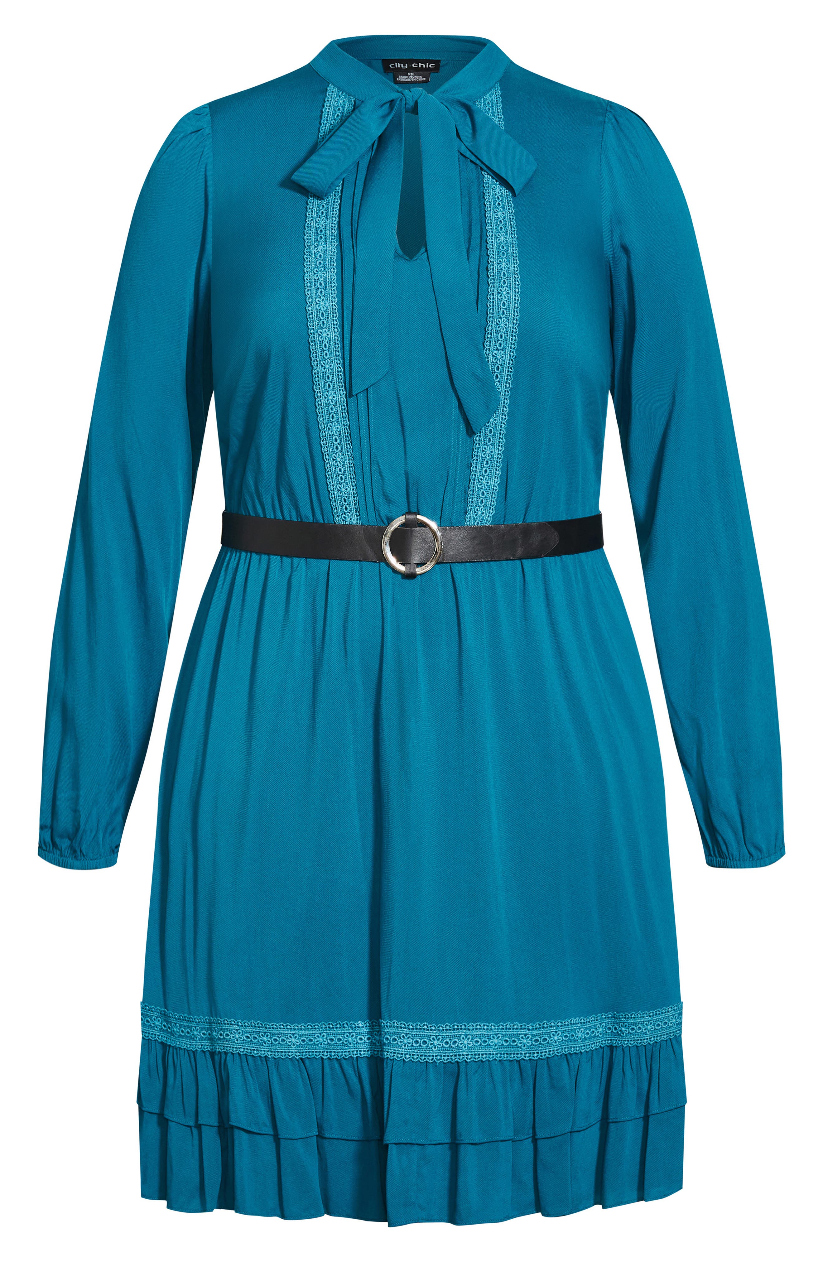 City Chic Precious Belted Long Sleeve Dress (Women) | Nordstromrack