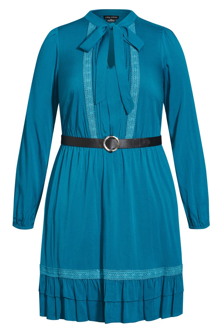 Precious Belted Long Sleeve Dress, Alternate, color, TEALDNU