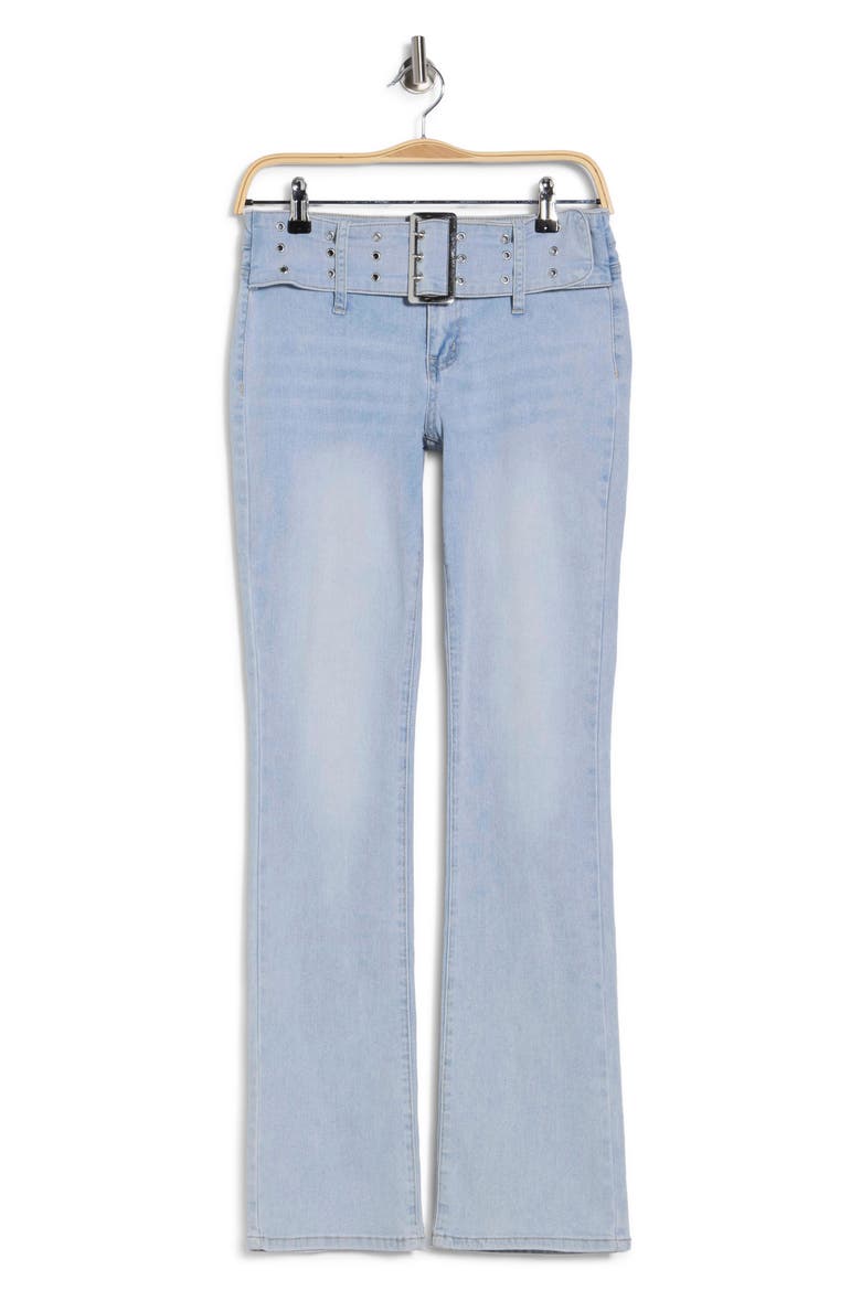 Belted Bootcut Jeans, Alternate, color, LIGHT WASH