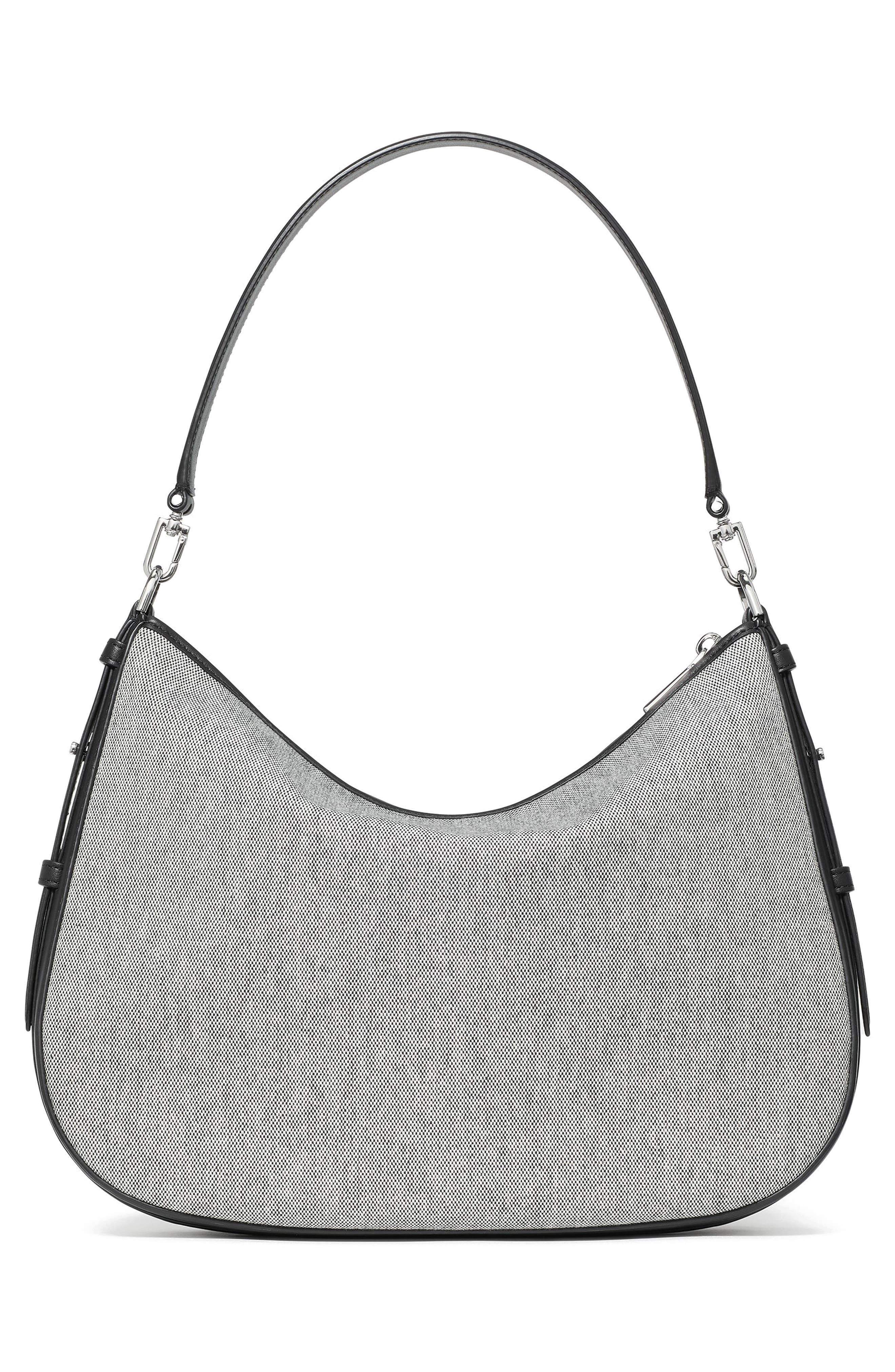 liv large canvas shoulder bag, Alternate, color, BLACK/ GREY