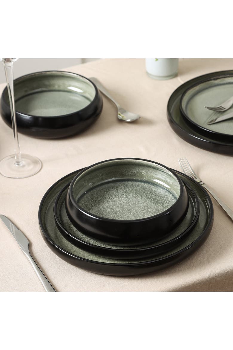Lagoon Stoneware 12-Piece Dinnerware Set, Alternate, color, Green