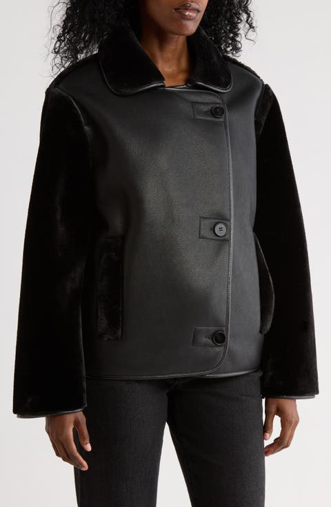 Faux Leather & Faux Shearling Jacket