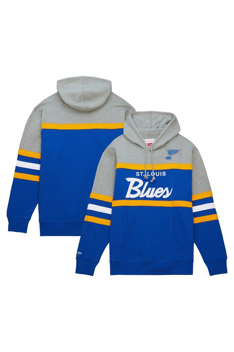 Men's Mitchell & Ness Blue/Gray St. Louis Blues Head Coach Pullover Hoodie, Alternate, color, Blue