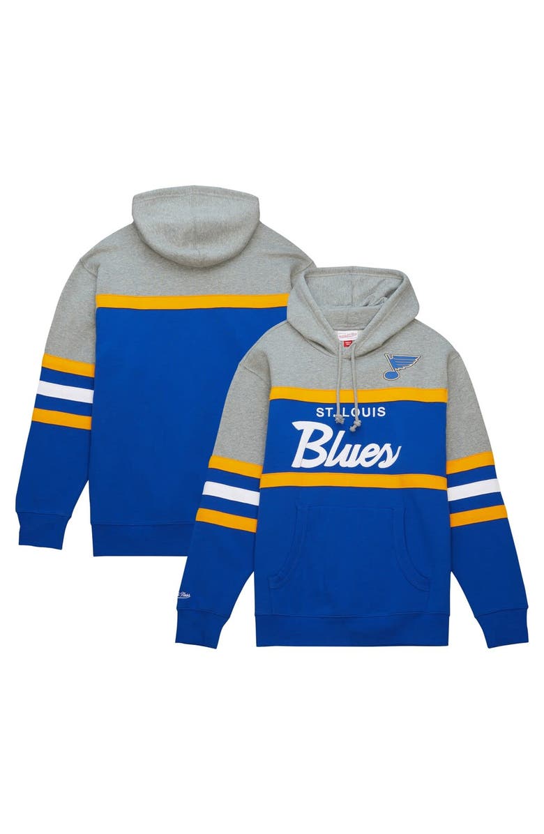 Mitchell & Ness Men's Mitchell & Ness Blue/Gray St. Louis Blues Head Coach Pullover Hoodie, Alternate, color, Blue