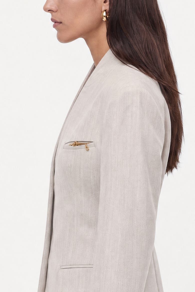 Relaxed Cotton Blazer, Alternate, color, Grey