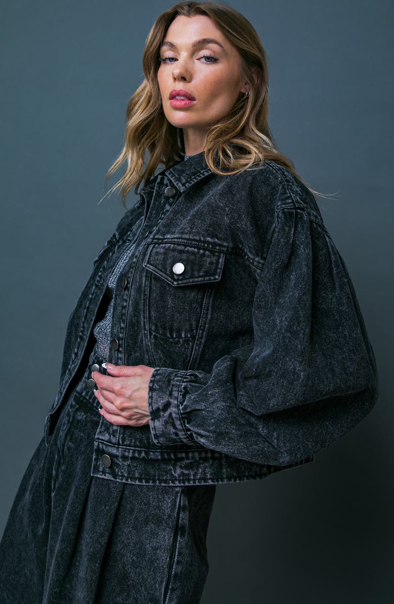 FLYING TOMATO Denim Jacket, Alternate, color, Black Acid