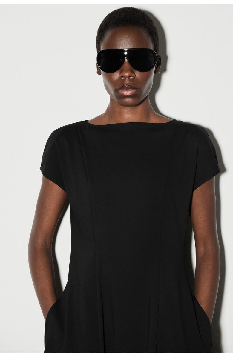 COS Sculptural Jersey Midi Dress, Alternate, color, Black