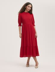 Finery London Amelia 3/4 Sleeve Chiffon Midi Dress