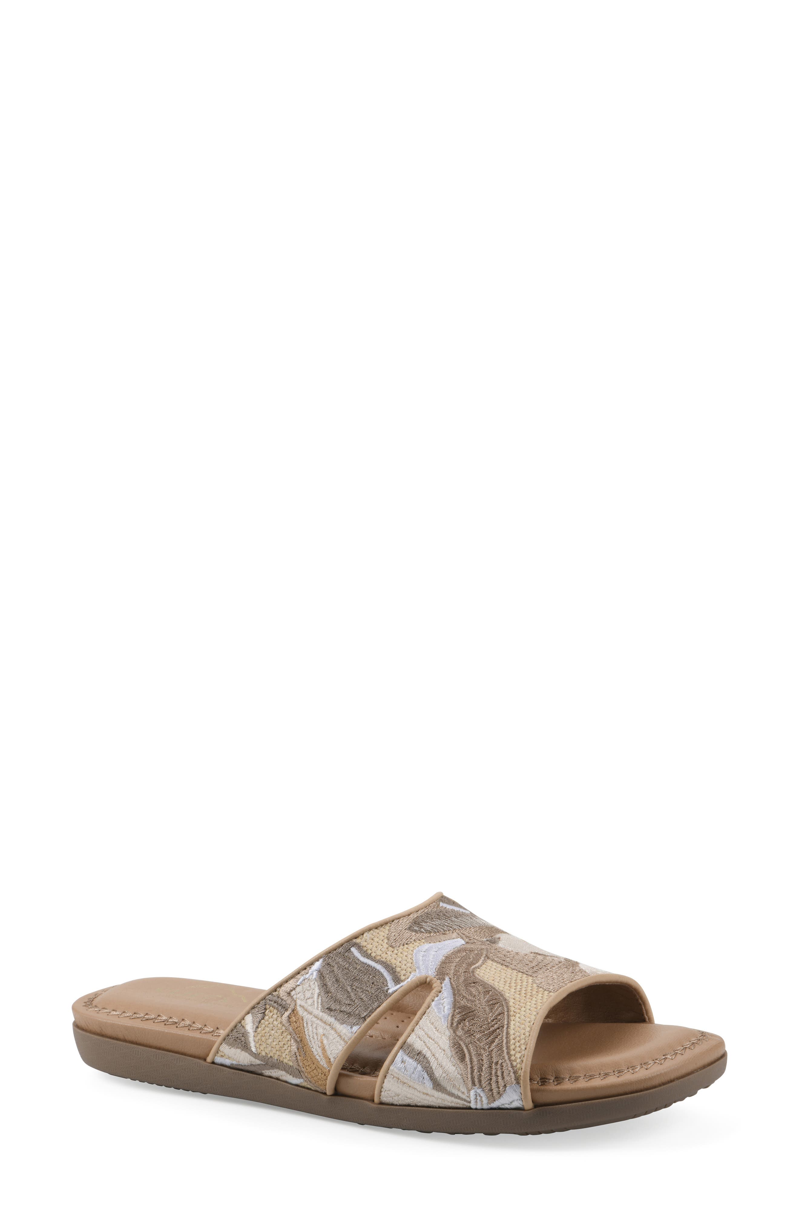 CLIFFS BY WHITE MOUNTAIN Frankly Slide Sandal, Main, color, Natural/ Multi/ Raffia