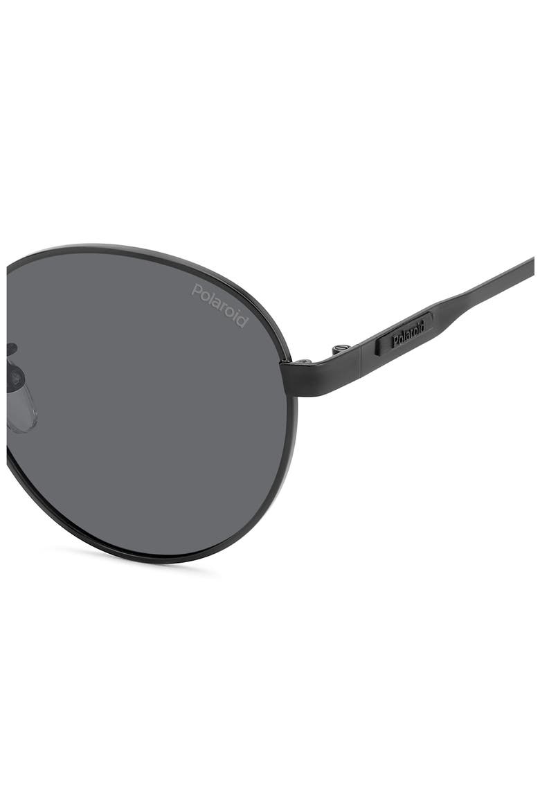 52mm Polarized Round Sunglasses, Alternate, color, MATTE BLACK/ GRAY POLAR