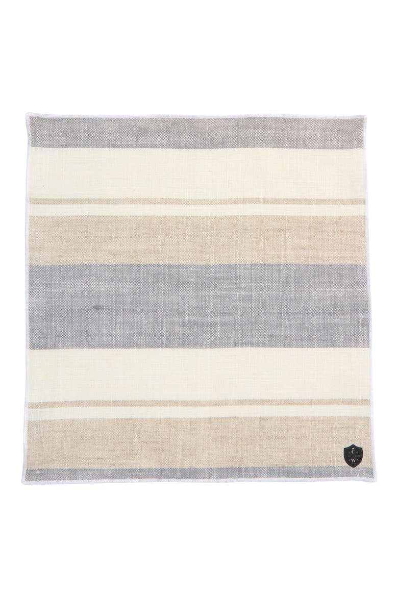 Stripe Linen Pocket Square, Alternate, color, TAN