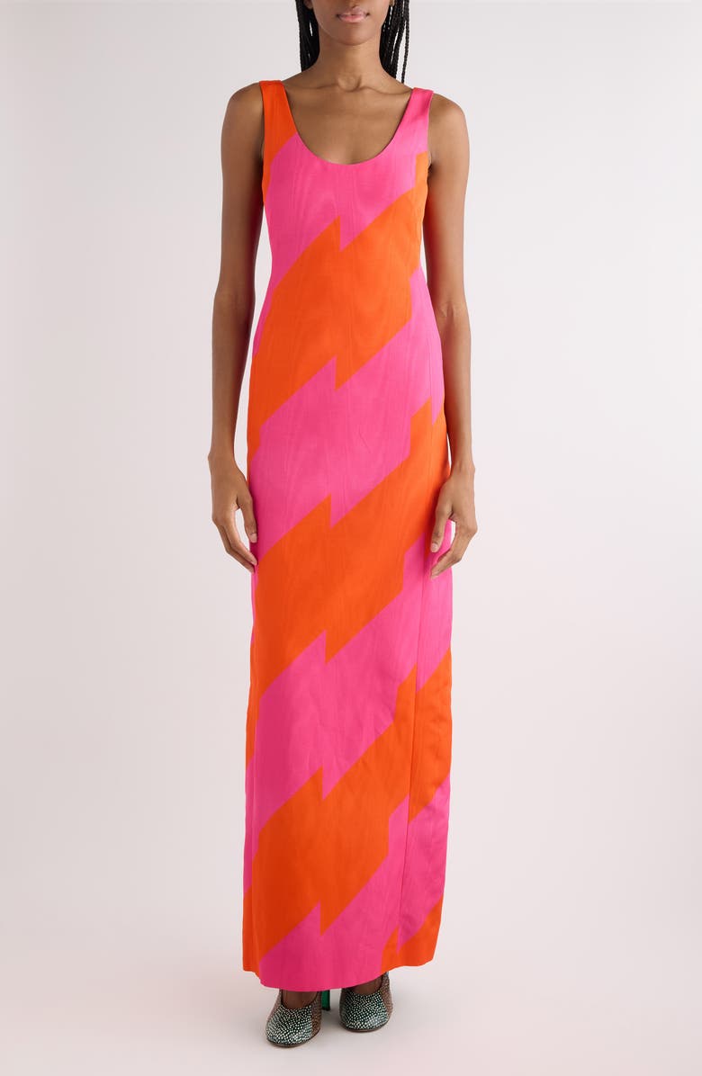 Dries Van Noten Debant Broken Stripe Moiré Sheath Dress, Main, color, Fuchsia