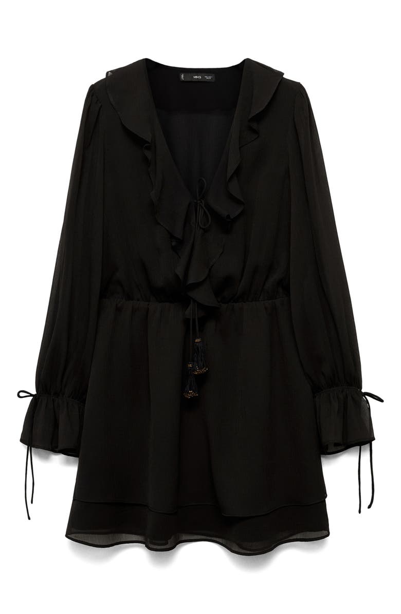 MANGO Ruffle Long Sleeve Minidress, Alternate, color,