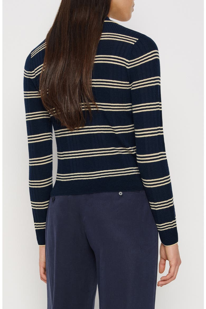 Hermia Stripe Merino Wool Polo Sweater, Alternate, color, PARMESAN NAVY STRIPE