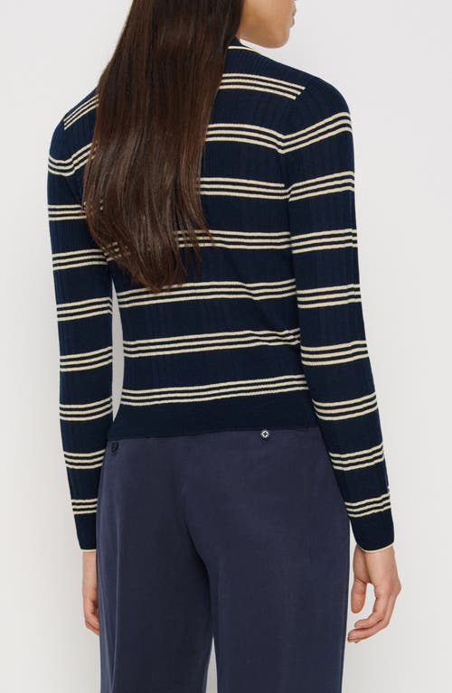 Reformation Hermia Stripe Merino Wool Polo Sweater In Multi