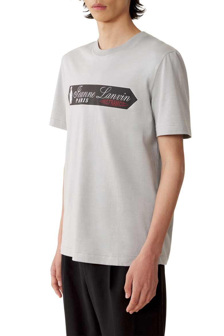 Printed Lanvin Signature Label T-Shirt, Alternate, color, Grey