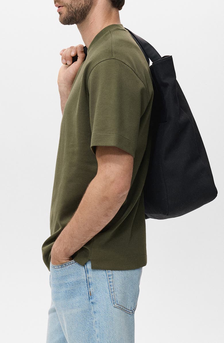 MANGO Relaxed Fit Heavyweight Cotton Blend T-Shirt, Alternate, color, Khaki Green