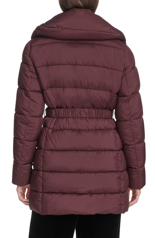 Kenneth Cole New York Water Resistant Pillow Collar Puffer Coat In Brown