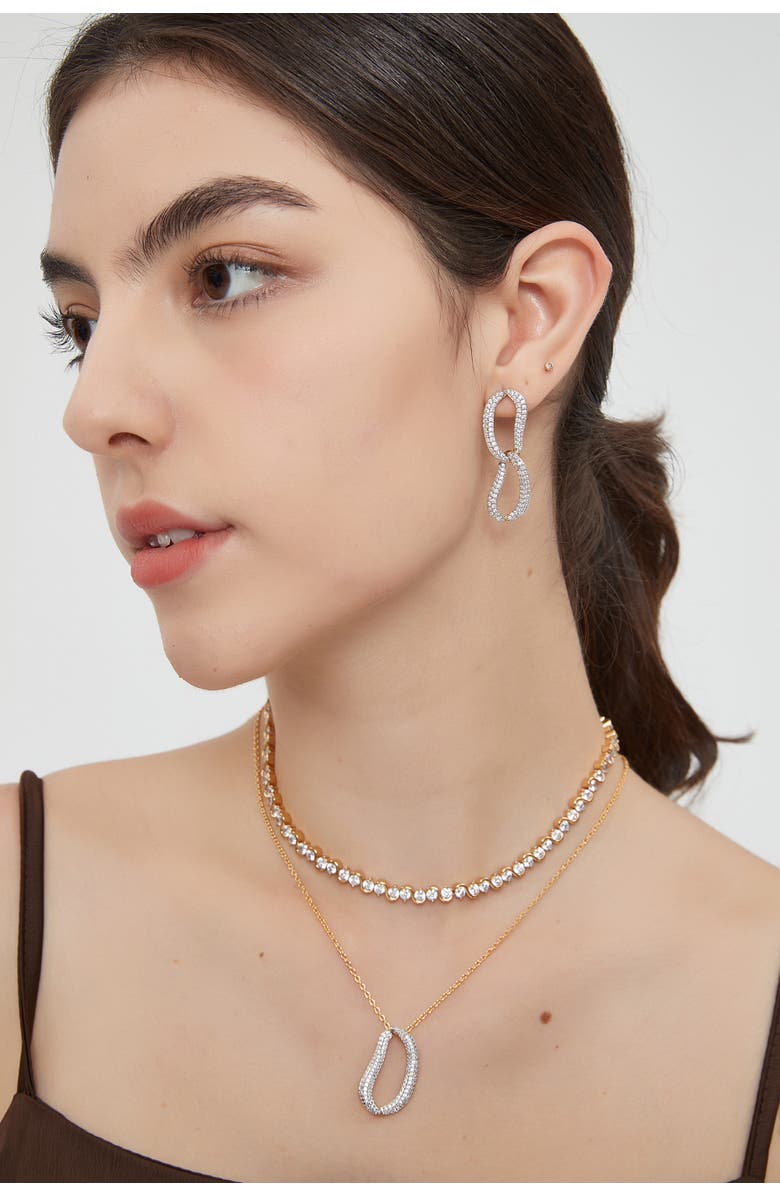 Classicharms Infinity Pavé Ovate Loop Hoop Earrings, Alternate, color, Gold