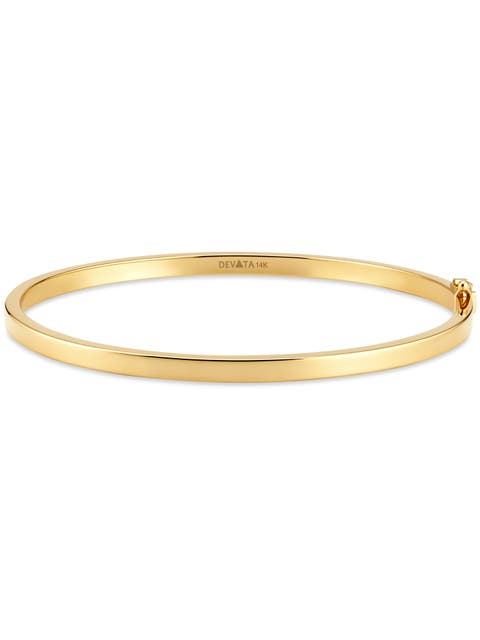 3mm Classic Square Bangle Bracelet in 14k Gold