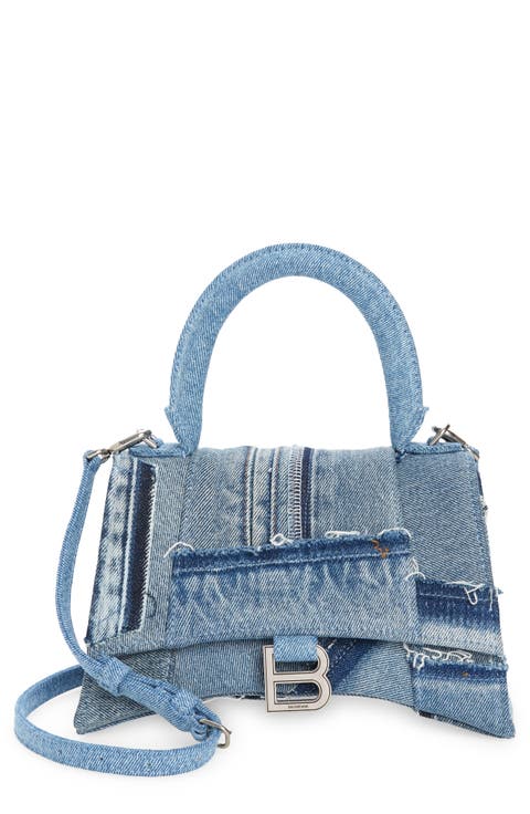 Small Hourglass Leather Top Handle Bag