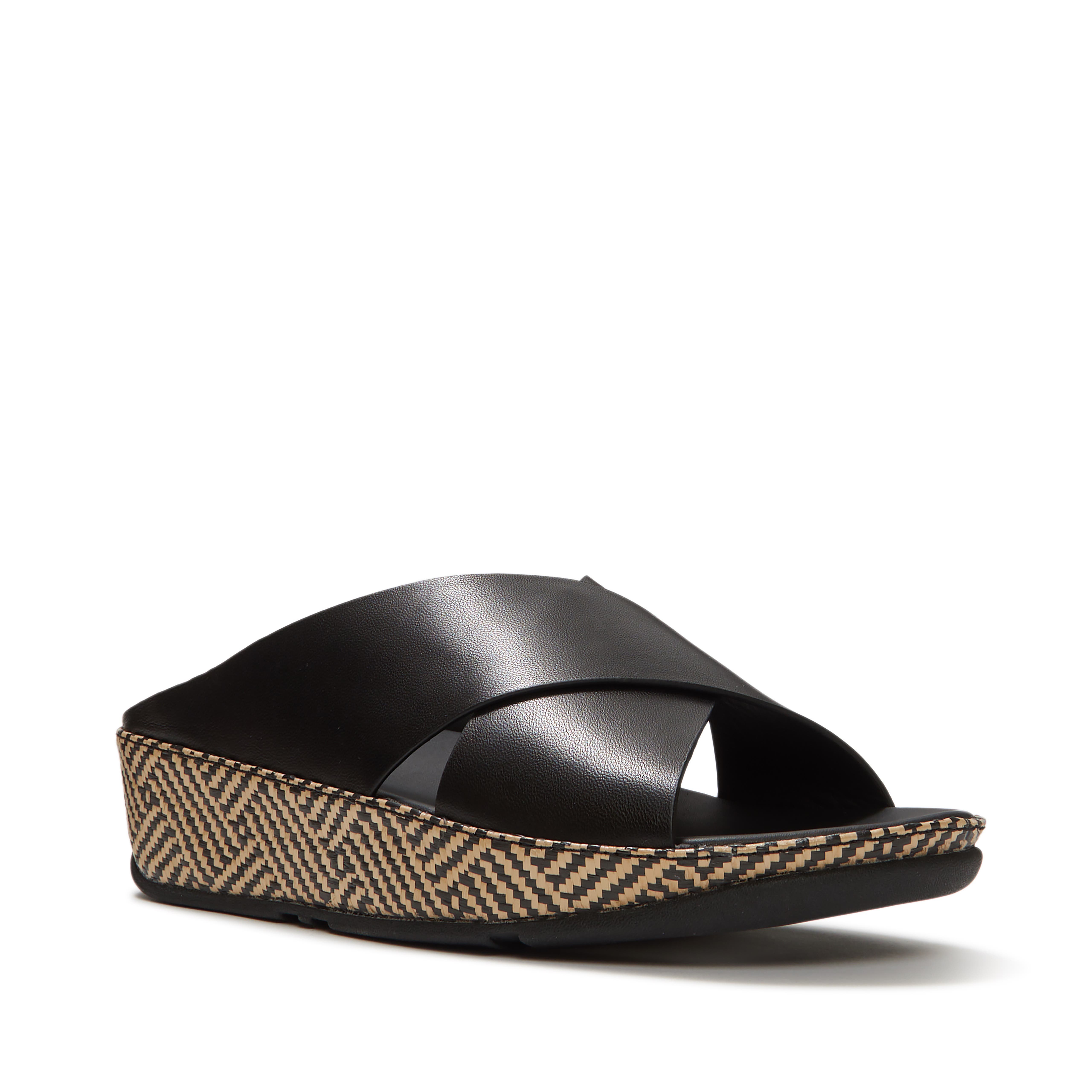 FitFlop Lulu Lux Graphic-Weave Slides, Main, color, Black