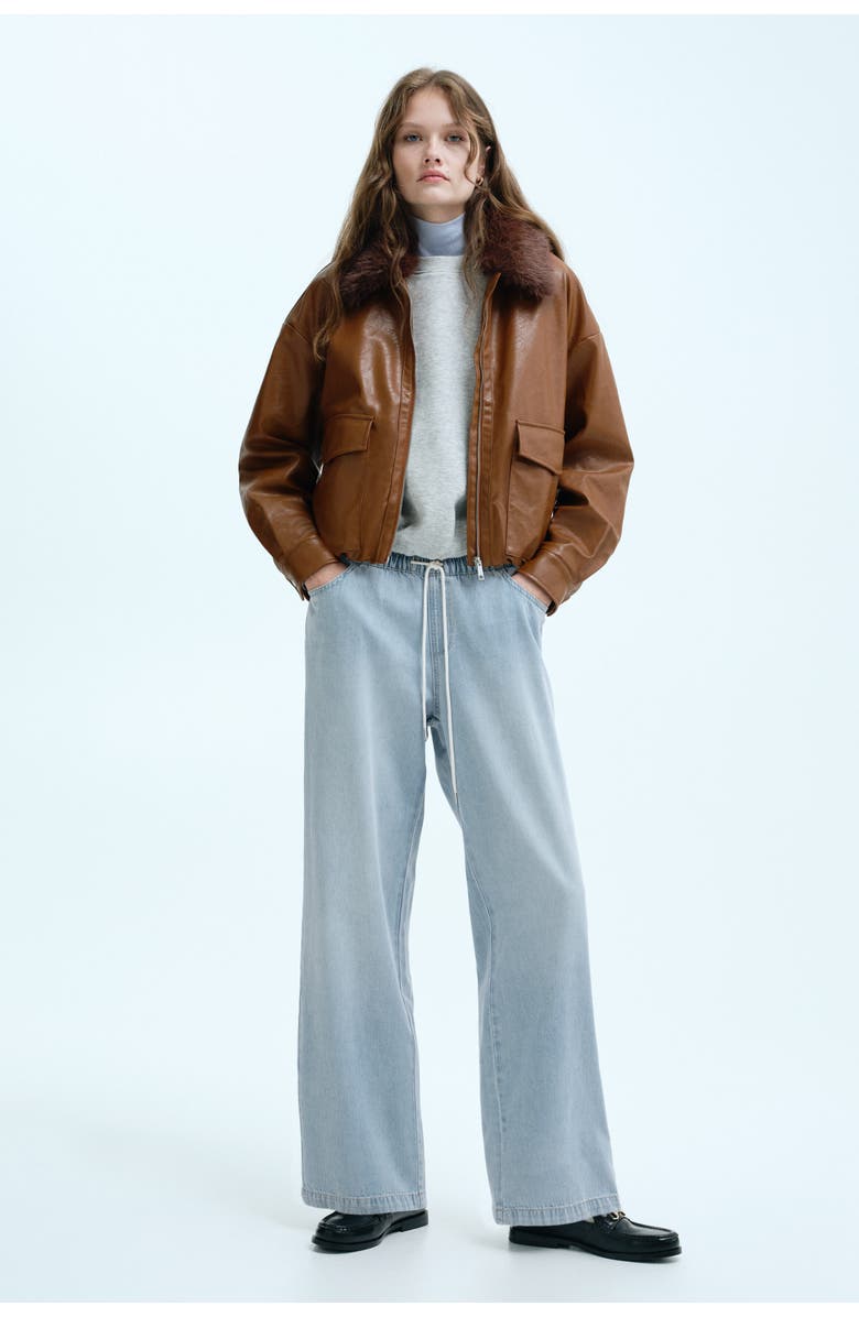 H&M Denim Drawstring Trousers, Alternate, color, 