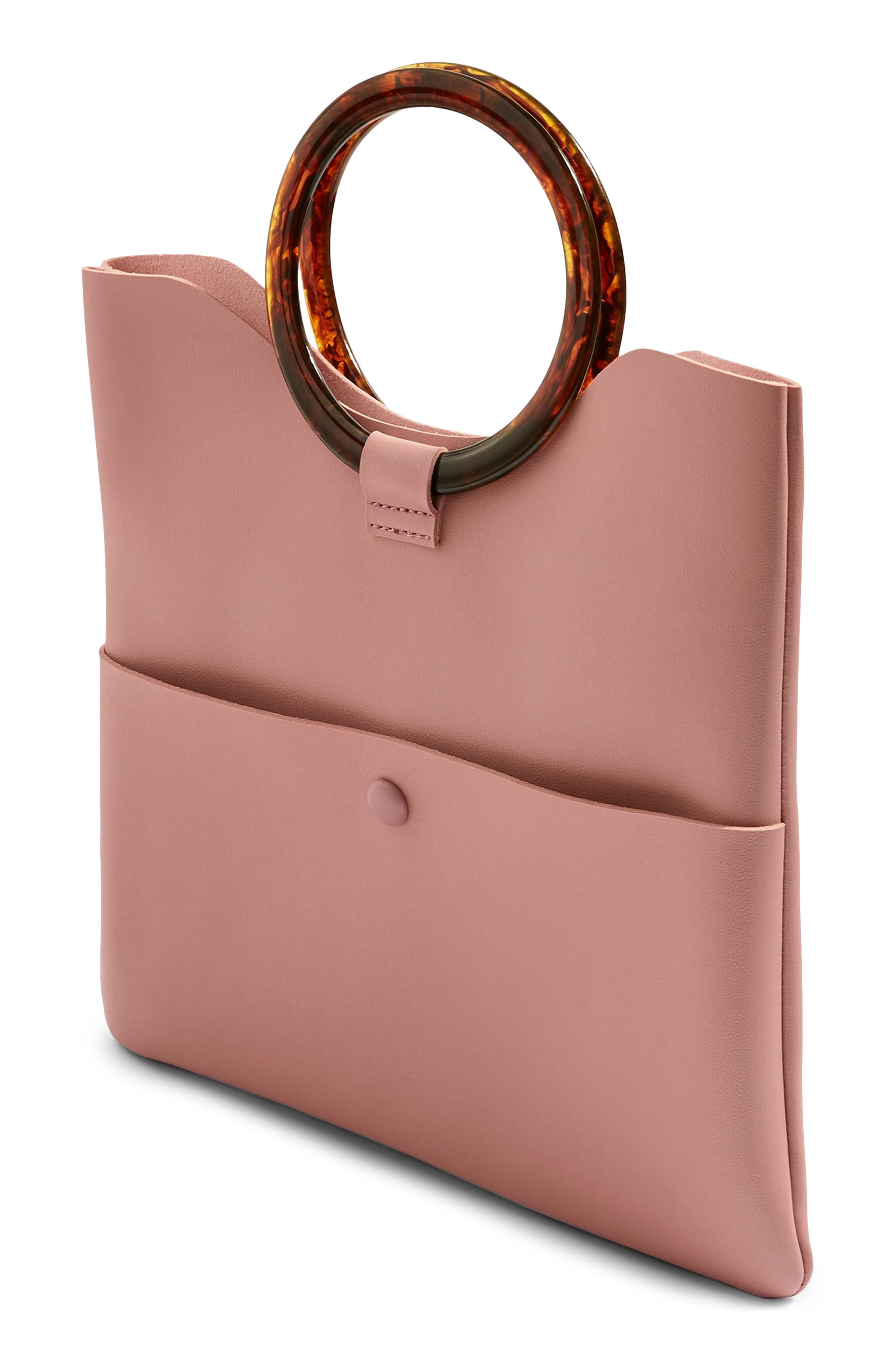 Topshop Cookie Faux Leather Clutch, Alternate, color, 