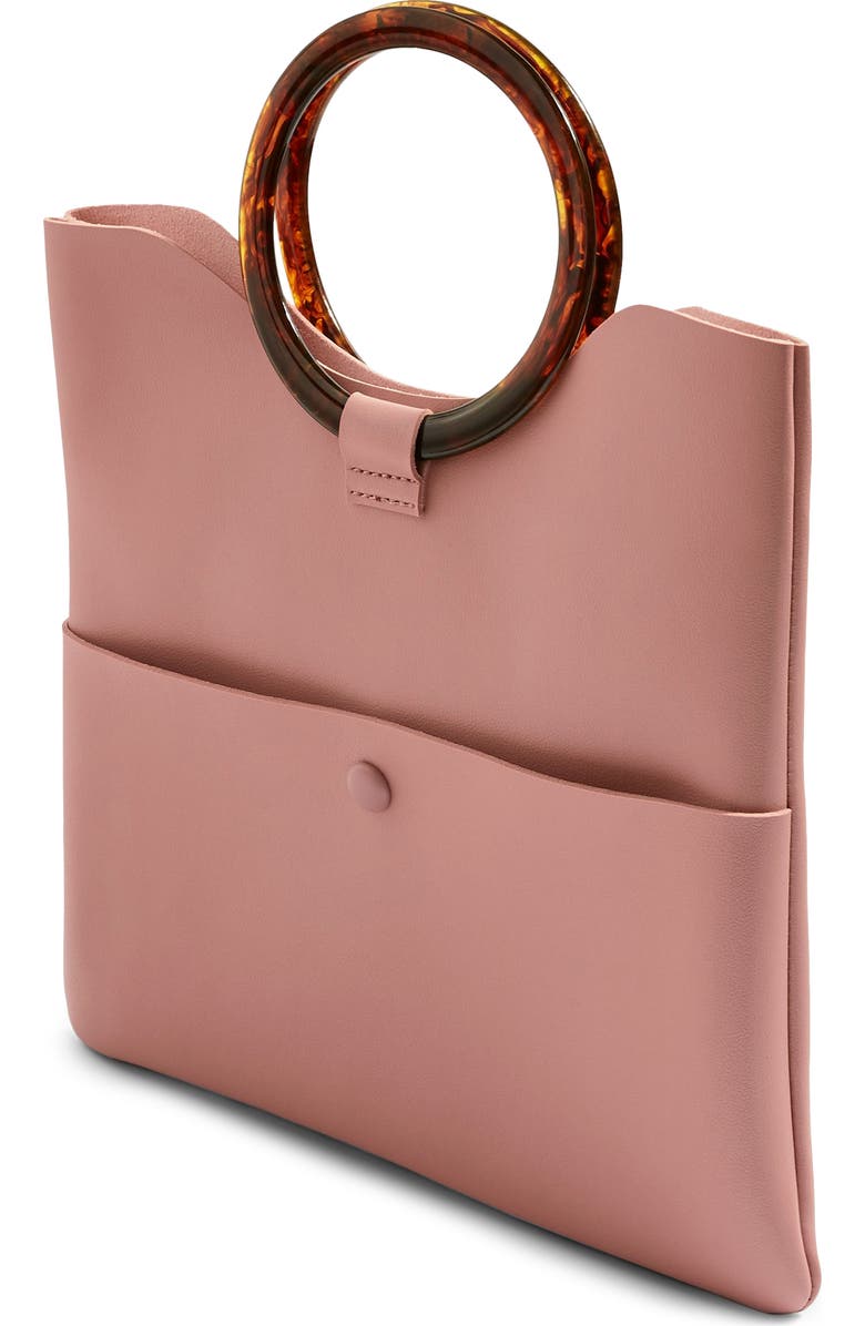 Topshop Cookie Faux Leather Clutch, Alternate, color,