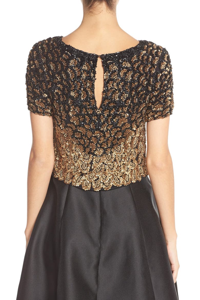 'Chrissy' Embellished Silk Top, Alternate, color, BLACK