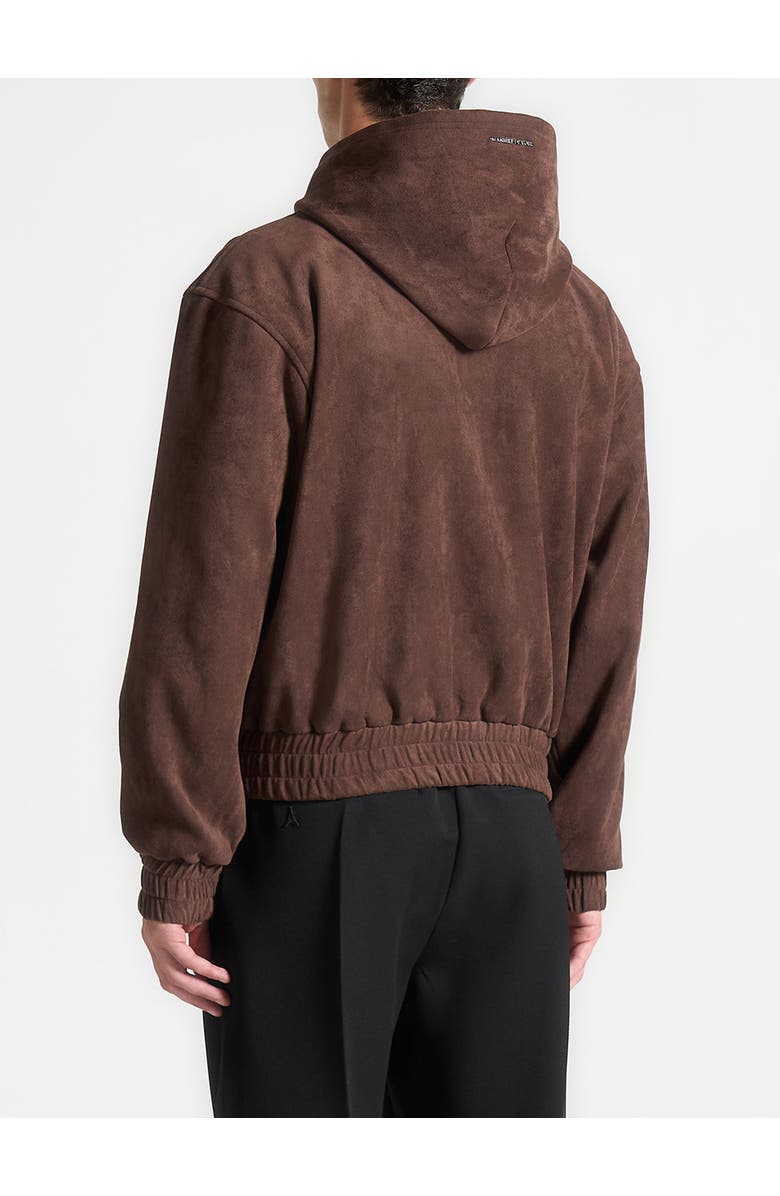 Manière De Voir Cropped Suede Hoodie, Alternate, color, Brown