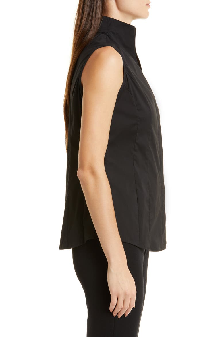 Sleeveless Stand Collar Blouse, Alternate, color, BLACK